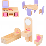 Pink House - Casuta de joaca cu mobilier din lemn inclus  cu doua nivele 